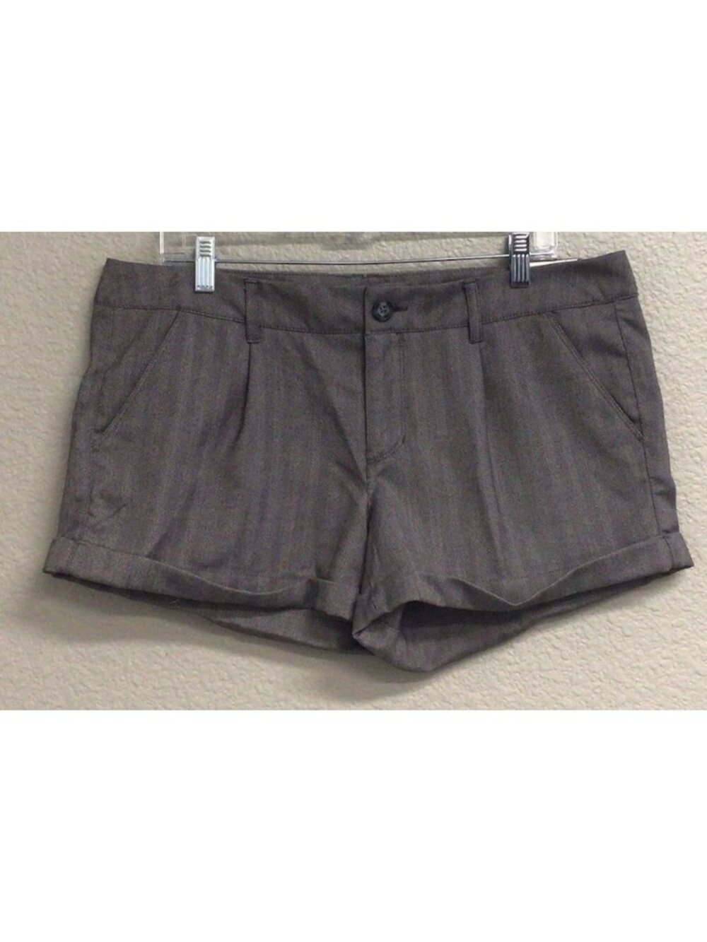 AMERICAN EAGLE Low Rise Mini Shorts Sz 12 Gray Herringbone Minimal Preppy NWT